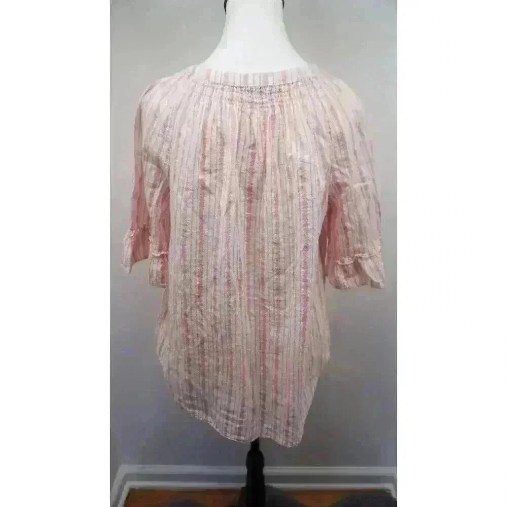 Emily D Women’s Striped Lurex Blouse with Fluted Sleeves (Size M) - Picture 9 of 14